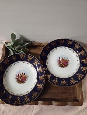 Vintage GNA Victorian Porcelain Soup Bowl W/ 24k Gold Rim